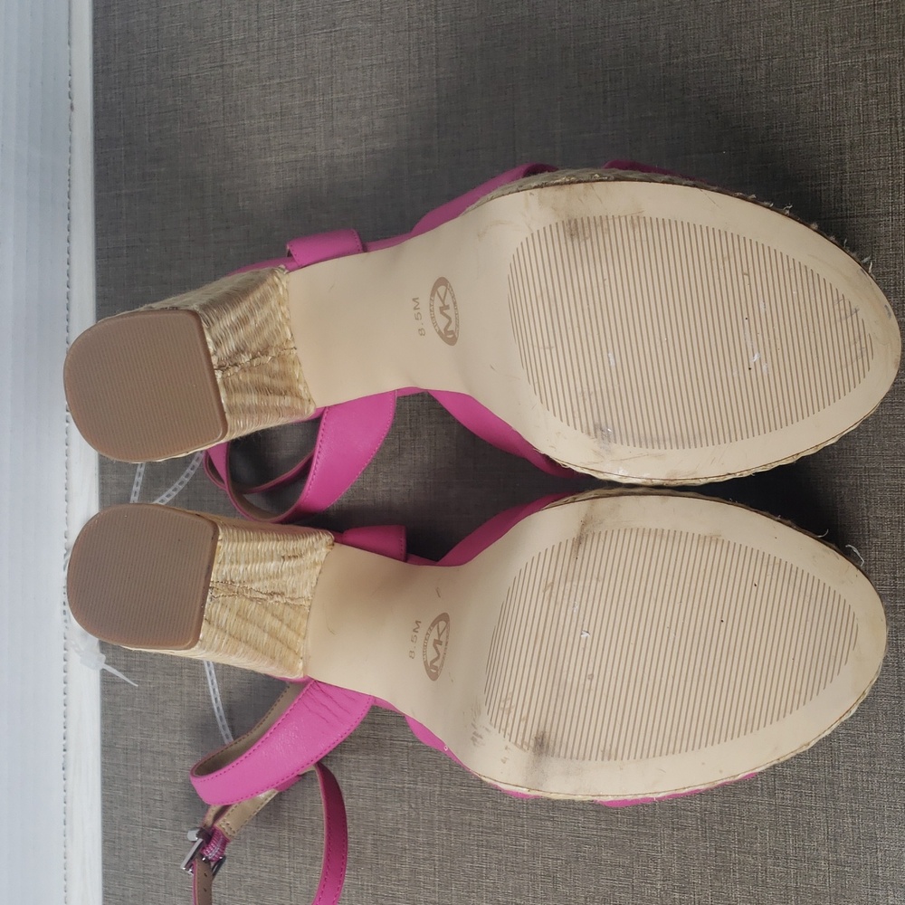 Michael Kors‎ Sadie Pink  Leather Bow Platform Sandals - SZ 8.5 - NWOT - Picture 10 of 11